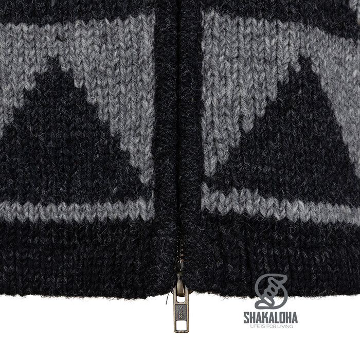 Shakaloha Dames Pendle ZipHood GrijsAntra wollen gebreid vest