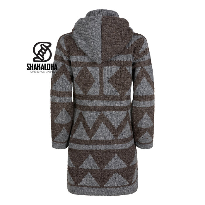 Shakaloha Damen Pendle ZipHood Graubraune Strickjacke aus Wolle