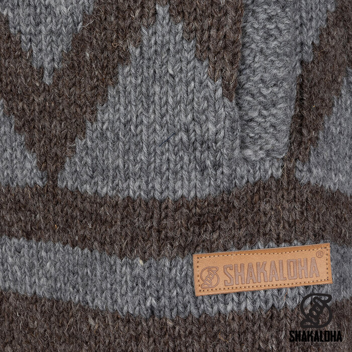 Shakaloha Pendle ZipHood GreyLBrown cardigan tricoté en laine Femme