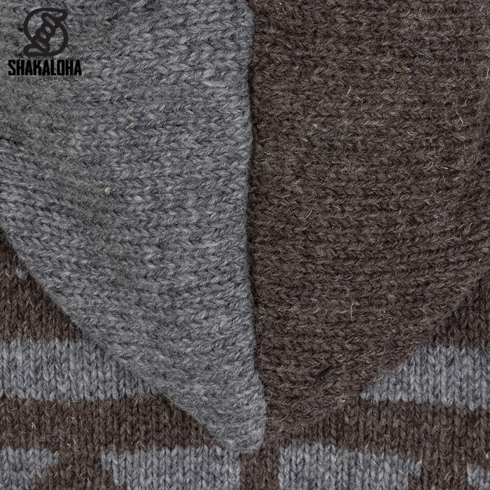 Shakaloha Pendle ZipHood GreyLBrown cardigan tricoté en laine Femme