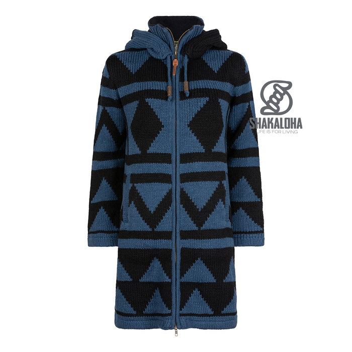 Shakaloha Women Pendle ZipHood OceanBlack wool knitted cardigan