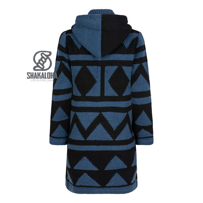 Shakaloha Women Pendle ZipHood OceanBlack wool knitted cardigan