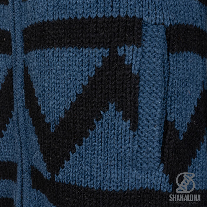 Shakaloha Women Pendle ZipHood OceanBlack wool knitted cardigan