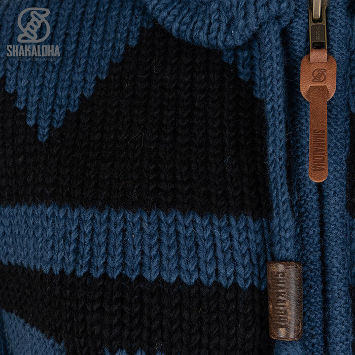 Shakaloha Pendle ZipHood OceanCardigan en maille de laine noire Femme