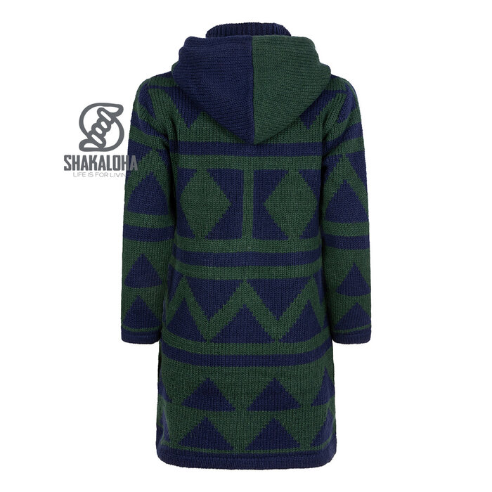 Shakaloha Pendle ZipHood ForrestBlue cardigan tricoté en laine femme