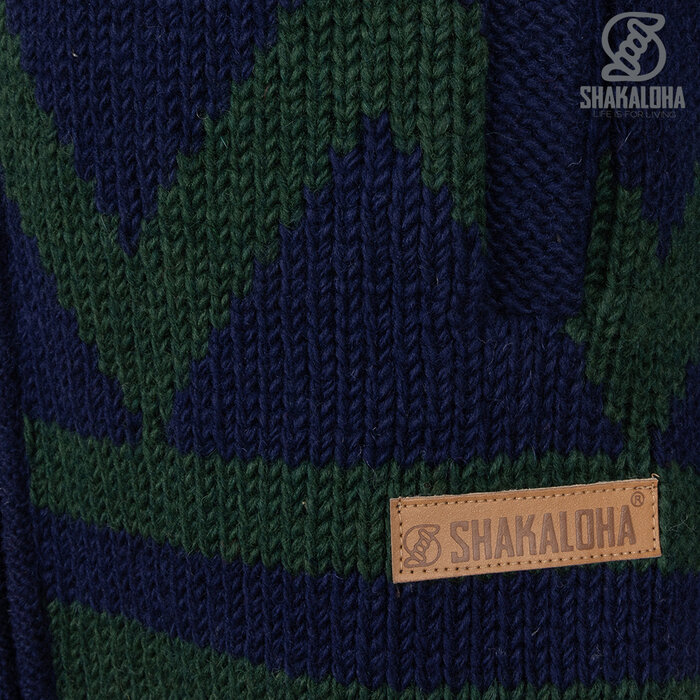 Shakaloha Dames Pendle ZipHood ForrestBlauw wollen gebreid vest