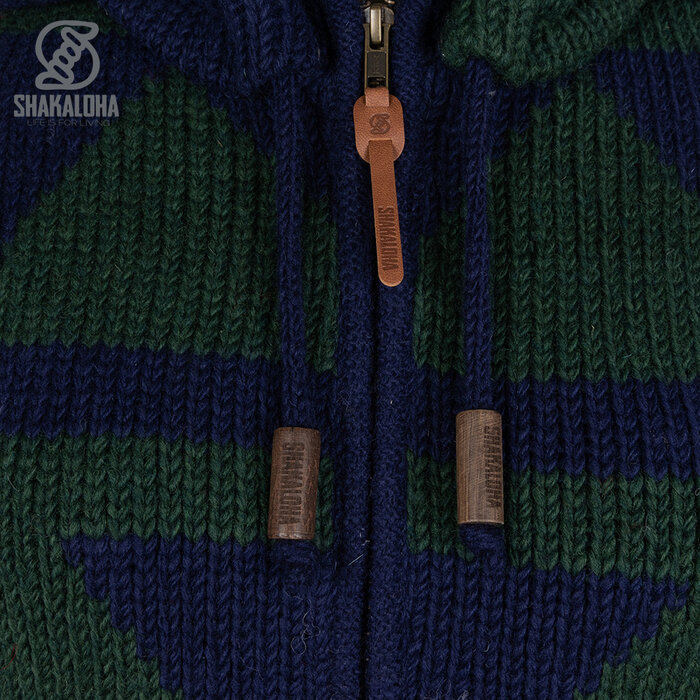Shakaloha Women Pendle ZipHood ForrestBlue wool knitted cardigan