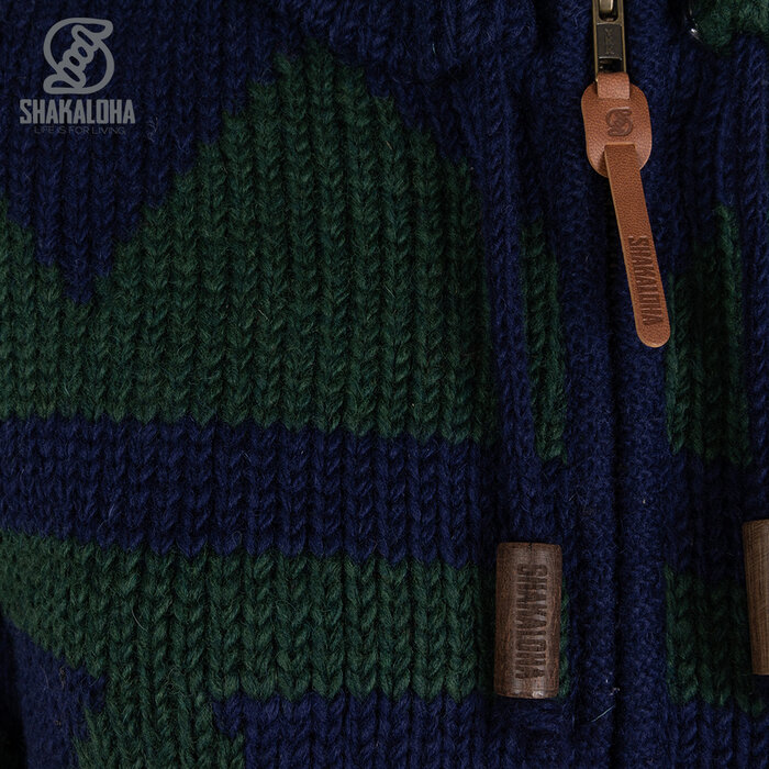 Shakaloha Women Pendle ZipHood ForrestBlue wool knitted cardigan