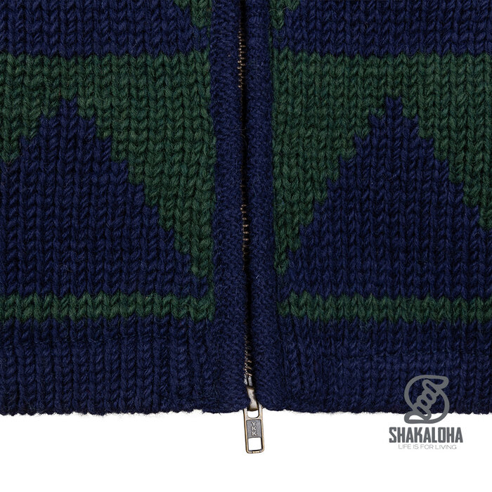 Shakaloha Women Pendle ZipHood ForrestBlue wool knitted cardigan