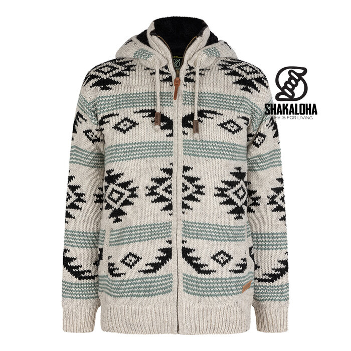 Shakaloha Heren Gongbo Beige wollen jack met capuchon