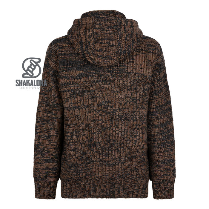 Shakaloha Chaleco de punto de lana Shakaloha Chamonix con forro de peluche y capucha - Hombre - Unisex - Hecho a mano en Nepal con lana de oveja