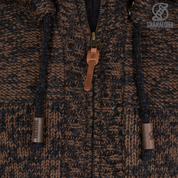 Shakaloha Shakaloha Knitted Woolen Jacket Chamonix with Teddy Lining and Hood - Men - Unisex - Handmade in Nepal from sheep's wool
