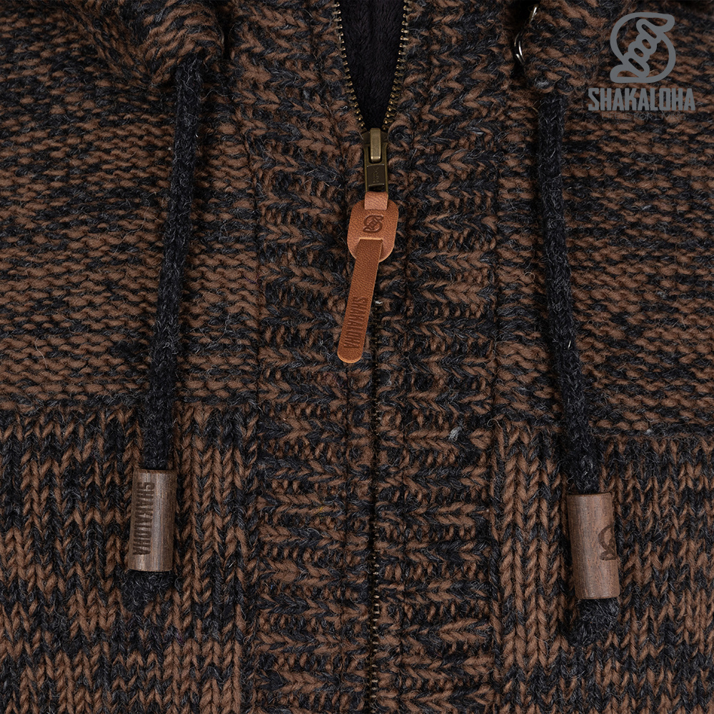 Shakaloha Shakaloha Gebreid Wollen Vest Chamonix met Teddy Voering en Capuchon - Heren - Unisex - Handgemaakt in Nepal van schapenwol