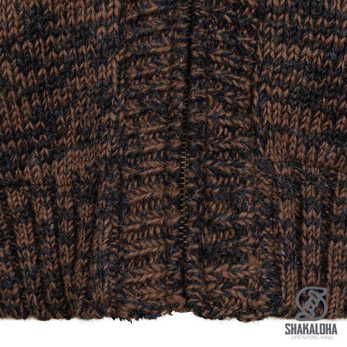 Shakaloha Shakaloha Knitted Woolen Jacket Chamonix with Teddy Lining and Hood - Men - Unisex - Handmade in Nepal from sheep's wool