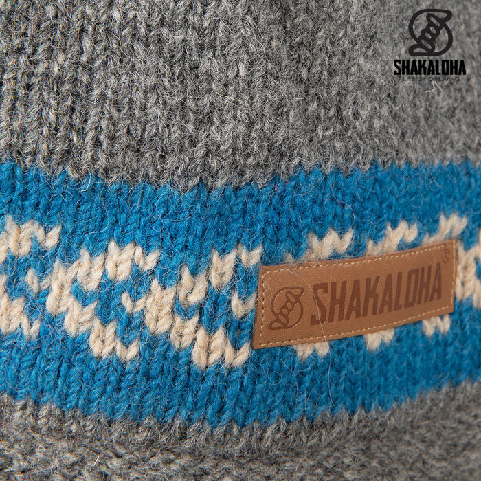 Shakaloha Gilet in lana lavorata a maglia Shakaloha Dugle Gris con fodera in pile Teddy e cappuccio - Uomo/Uniforme - Fatto a mano in Nepal con lana di pecora