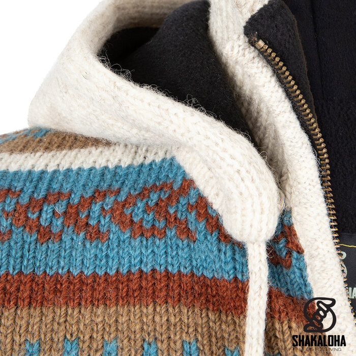 Shakaloha Heren Dugle Beige jack met ritssluiting en capuchon