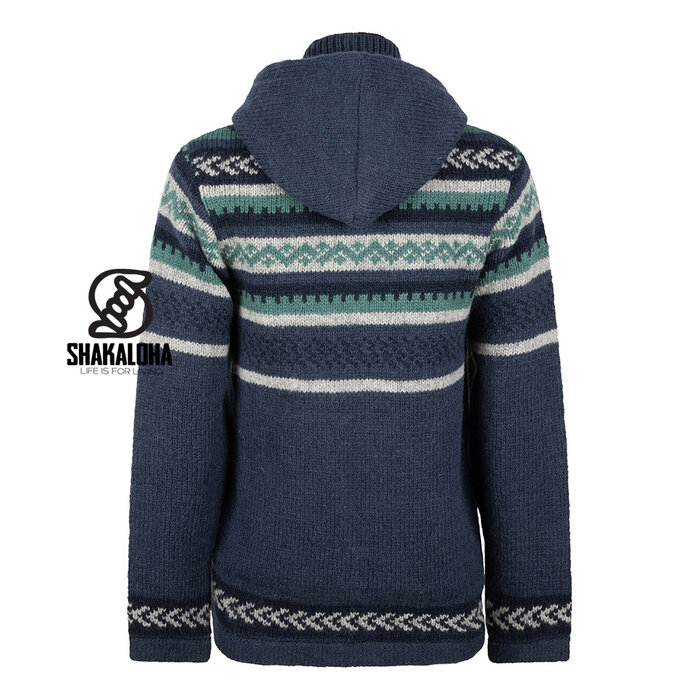 Shakaloha Chaqueta azul Dugle para hombre con cremallera y capucha