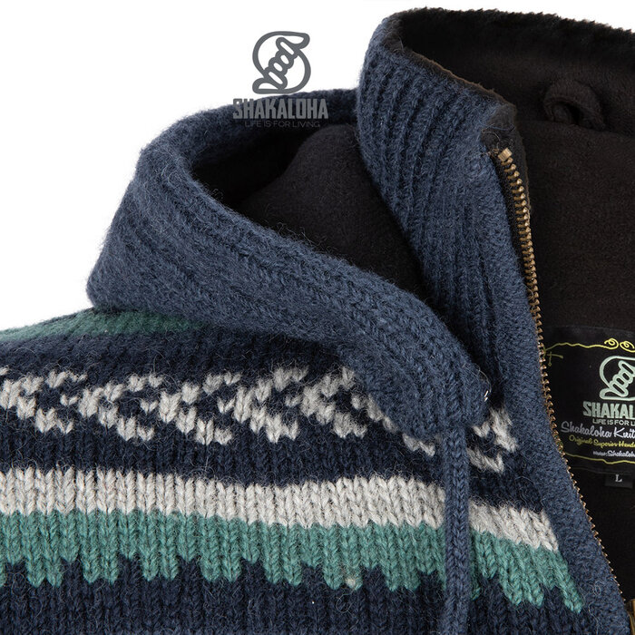 Shakaloha Chaqueta azul Dugle para hombre con cremallera y capucha