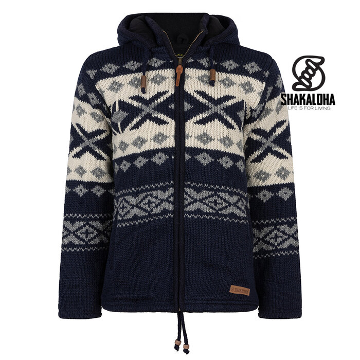 Shakaloha Warmer Herren-Woll-Cardigan Man Rockford ZH Blau