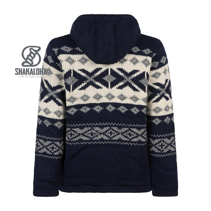 Shakaloha Warmer Herren-Woll-Cardigan Man Rockford ZH Blau