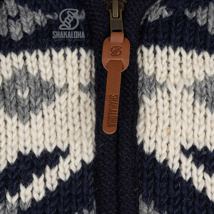 Shakaloha Warmer Herren-Woll-Cardigan Man Rockford ZH Blau