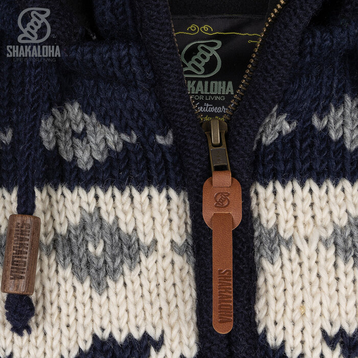 Shakaloha Cardigan chaud en laine pour homme Rockford ZH Bleu