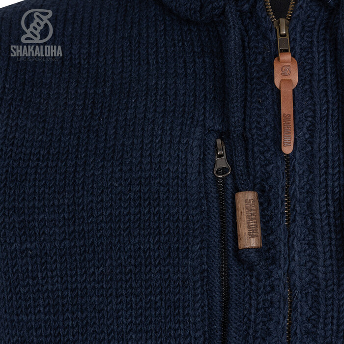 Shakaloha Gebreid wollen herenvest Montana Ziphood Bona Blue