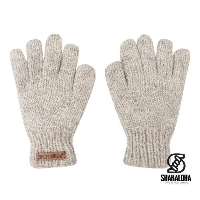 Shakaloha Guante de lana de punto beige con forro polar