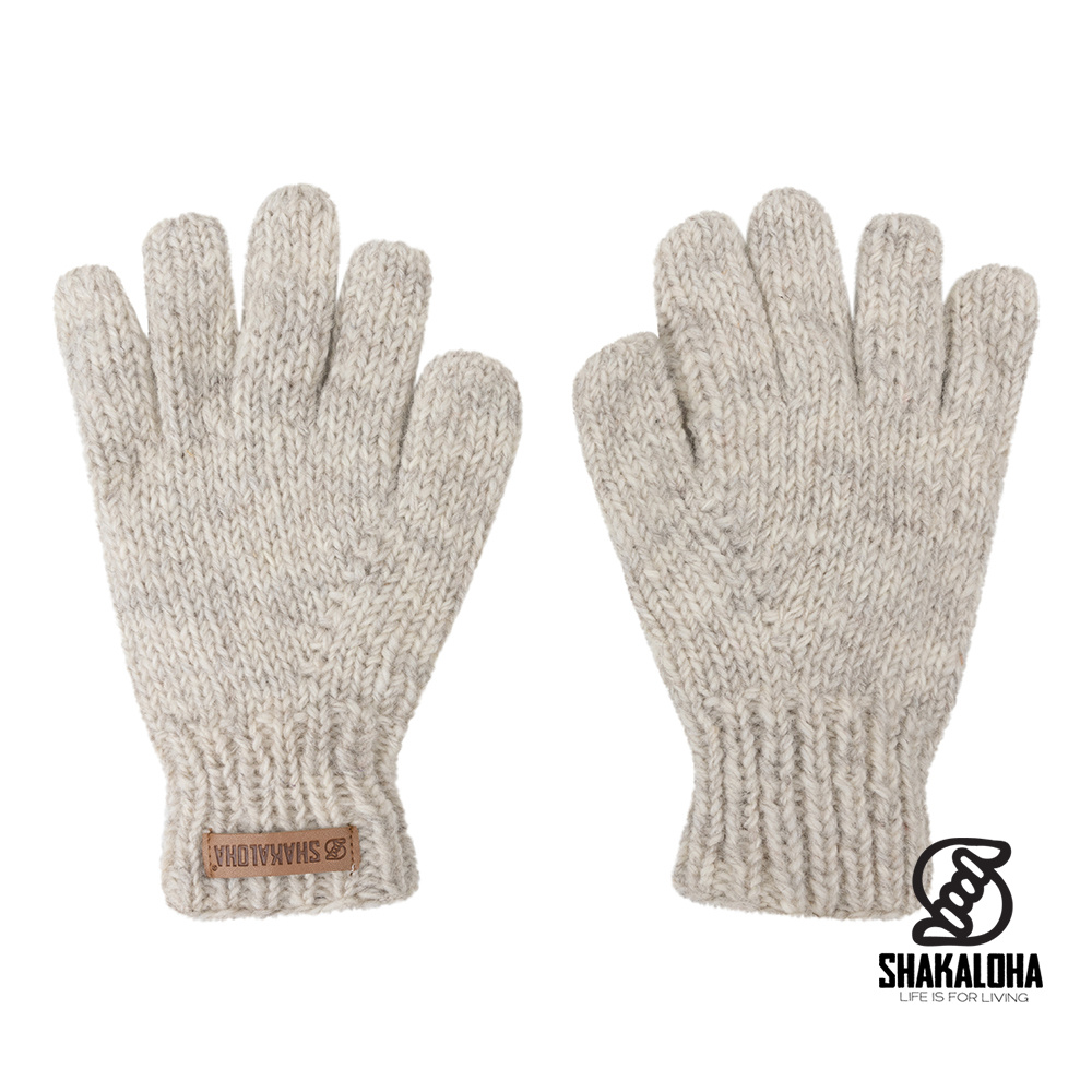 Shakaloha Guante de lana de punto beige con forro polar