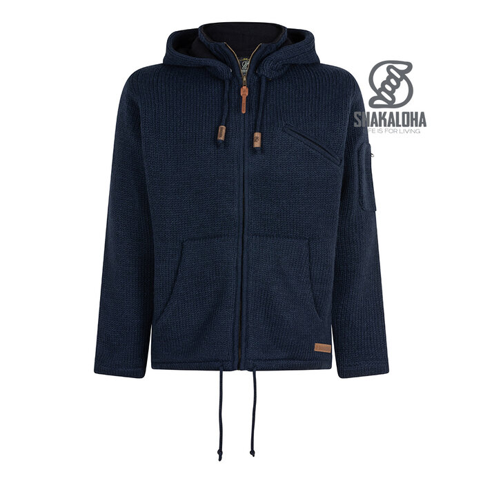 Shakaloha Chaleco de lana azul para hombre con capucha Crafter