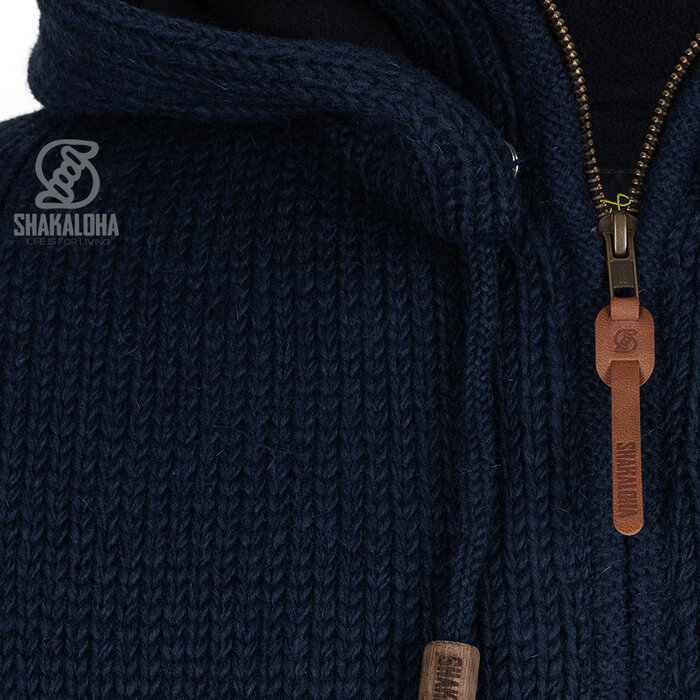 Shakaloha Chaleco de lana azul para hombre con capucha Crafter