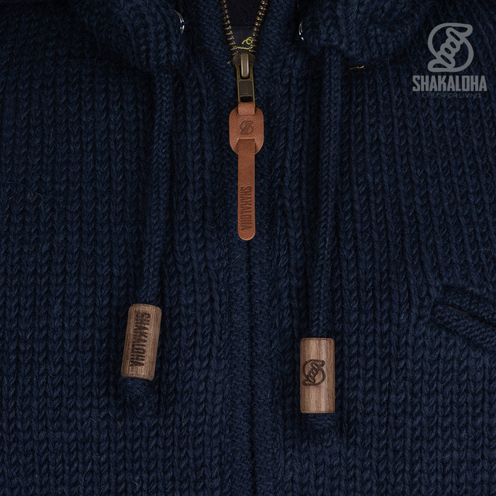 Shakaloha Blauw Heren Wollen Vest Crafter Capuchon