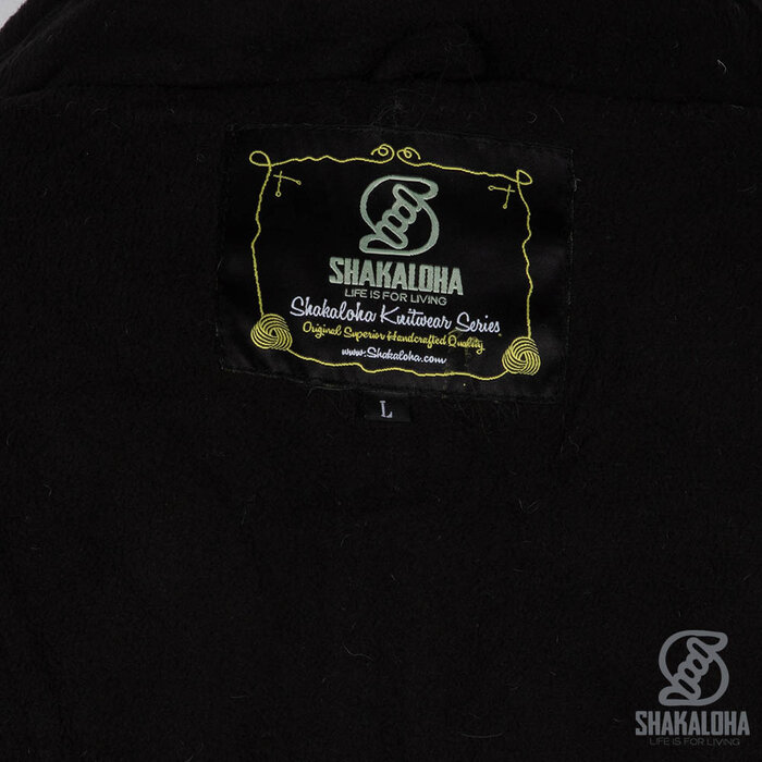 Shakaloha Shakaloha Patch Hoodie ZH Black/White – handgemaakt wollen vest met fleece en YKK‑rits (zwart/wit/grijs)