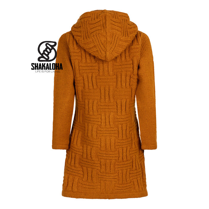 Shakaloha Gilet long en laine pour femme W Cross Mustard