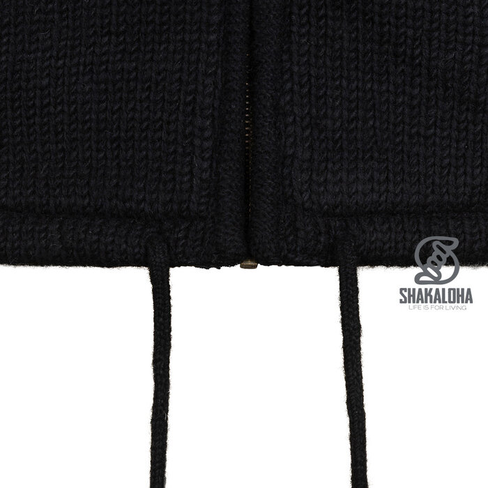 Shakaloha Chaleco de lana negro con cuello de pedernal para hombre