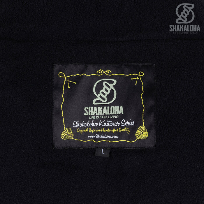 Shakaloha Chaleco de lana negro con cuello de pedernal para hombre
