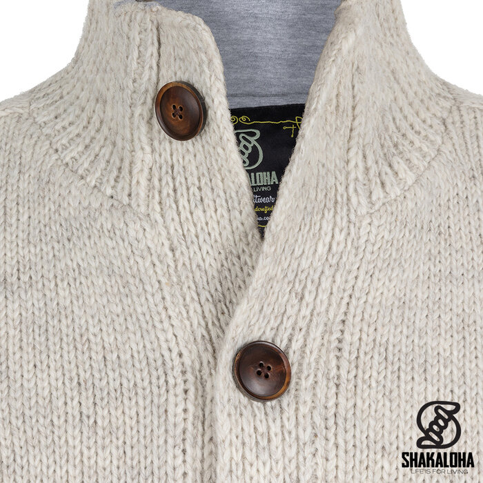 Shakaloha M Maruni Beige knitted cardigan with buttons