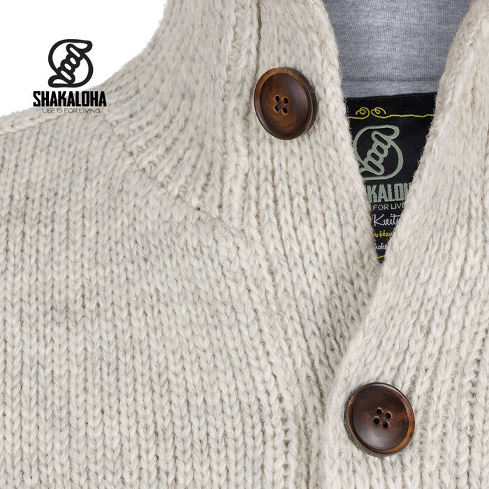 Shakaloha M Maruni Beige knitted cardigan with buttons