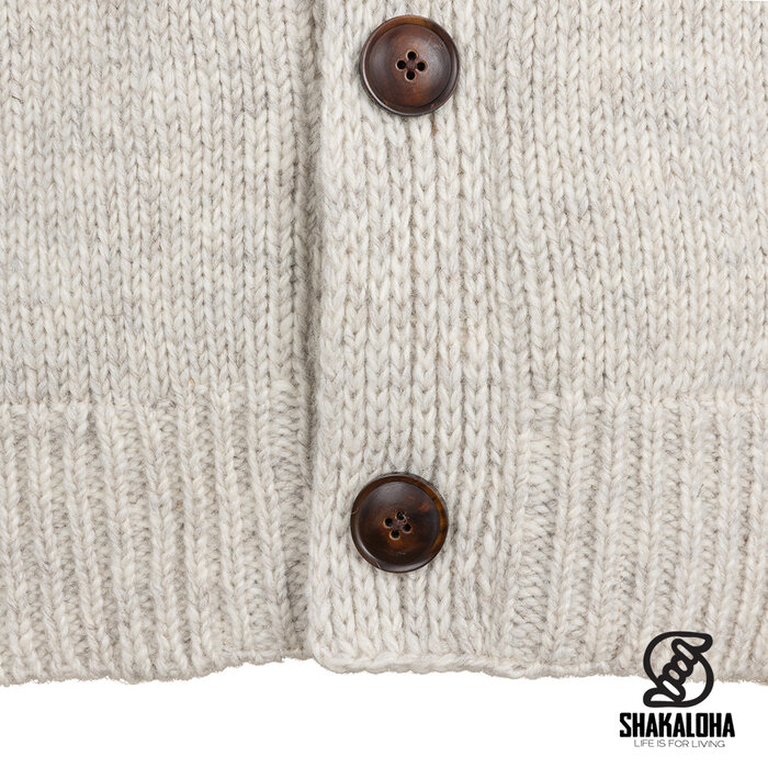 Shakaloha M Maruni Beige knitted cardigan with buttons