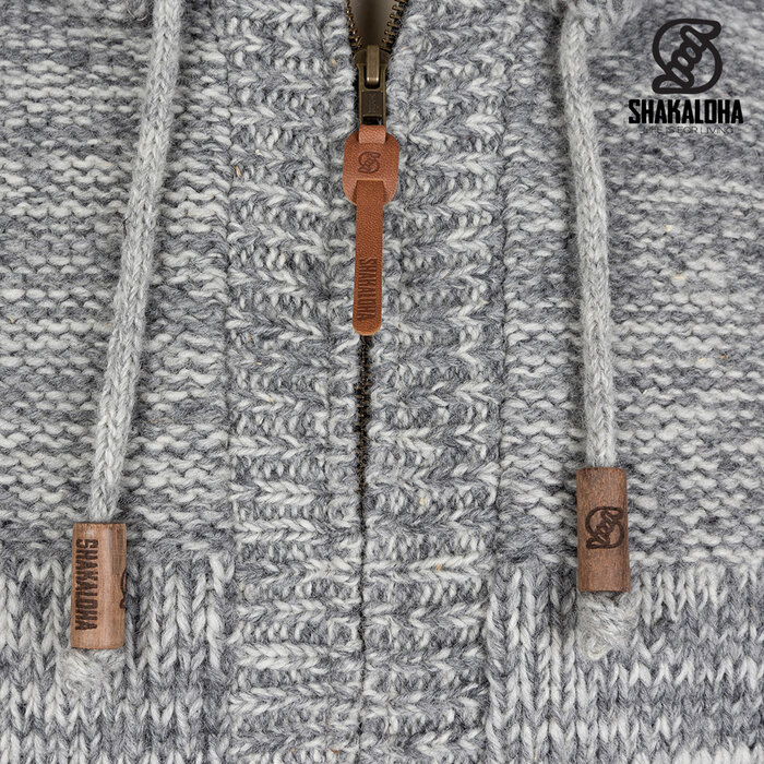 Shakaloha Chaleco de punto de lana Shakaloha Chamonix con forro polar y capucha - Hombre/Unisex - Hecho a mano en Nepal con lana de oveja