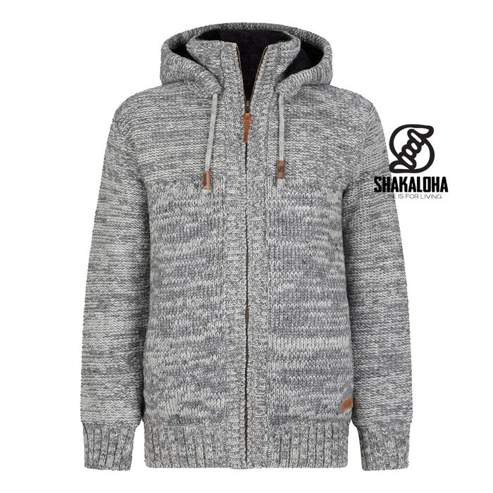 Shakaloha Chaleco de punto de lana Shakaloha Chamonix con forro polar y capucha - Hombre/Unisex - Hecho a mano en Nepal con lana de oveja
