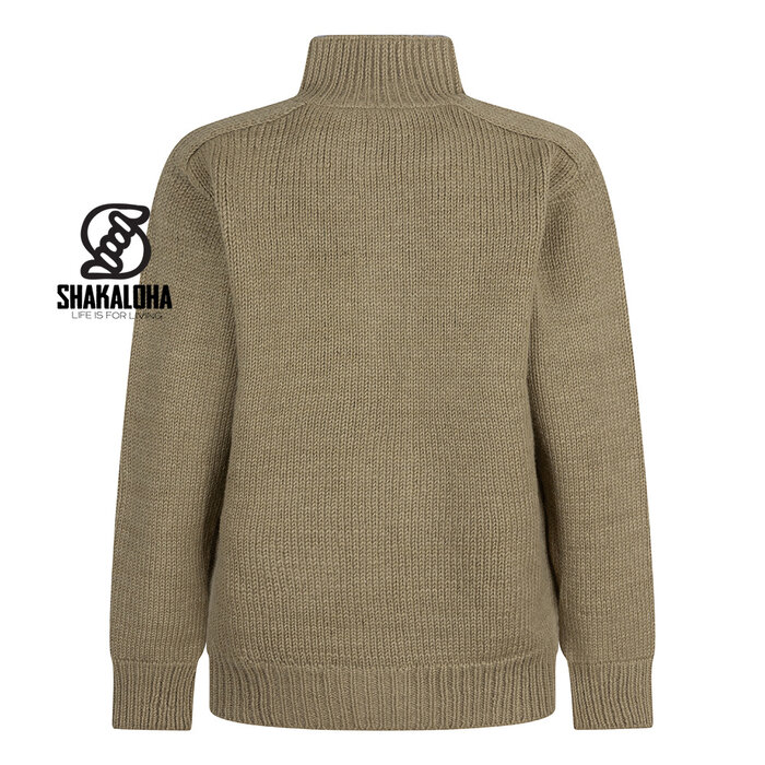 Shakaloha M Maruni Khaki gebreid vest met knopen