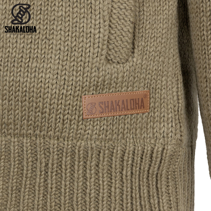 Shakaloha M Maruni Khaki gebreid vest met knopen