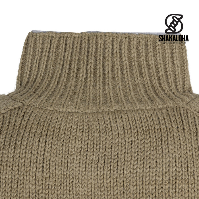 Shakaloha M Maruni Khaki gebreid vest met knopen