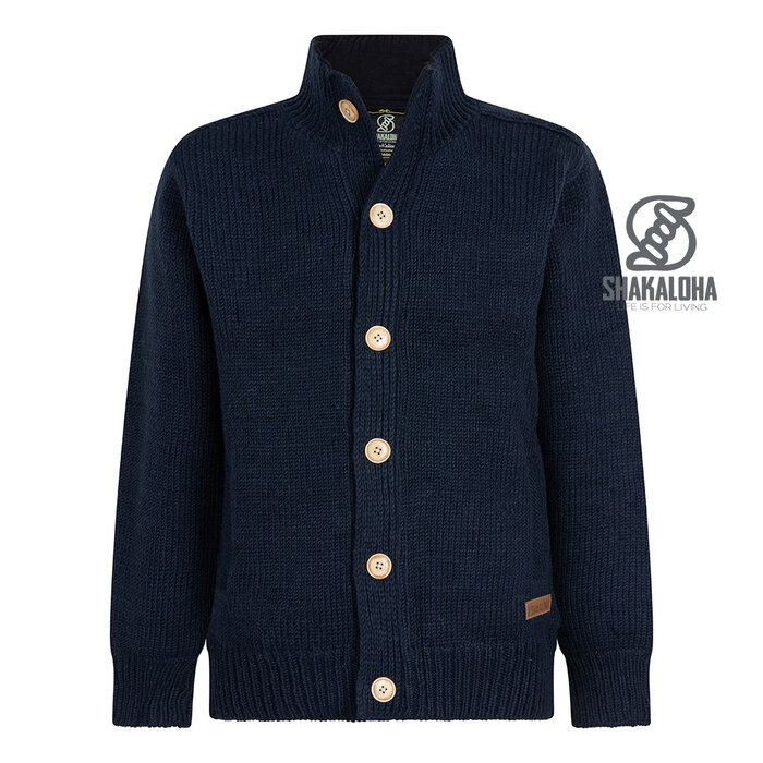 Shakaloha M Maruni Dark Blue Navy Knitted Wool Men's Cardigan with Buttons