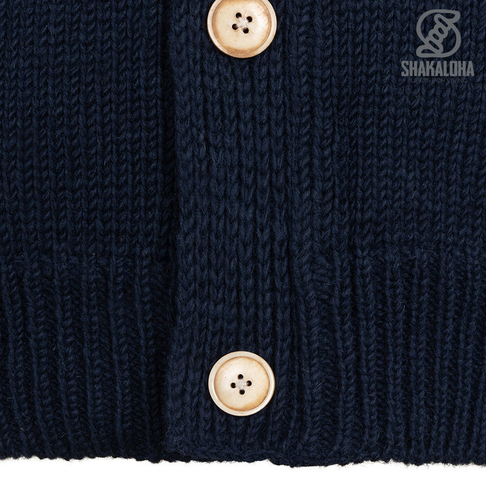 Shakaloha Cardigan pour homme en laine tricotée bleu marine M Maruni avec boutons