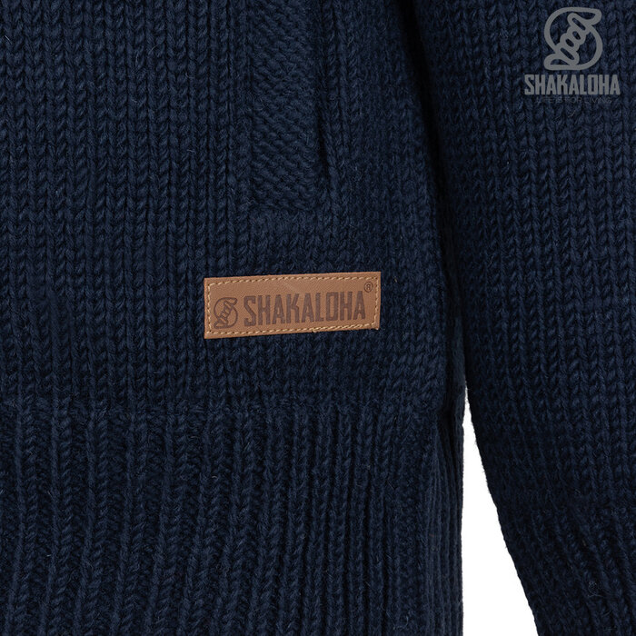 Shakaloha M Maruni Dark Blue Navy Knitted Wool Men's Cardigan with Buttons