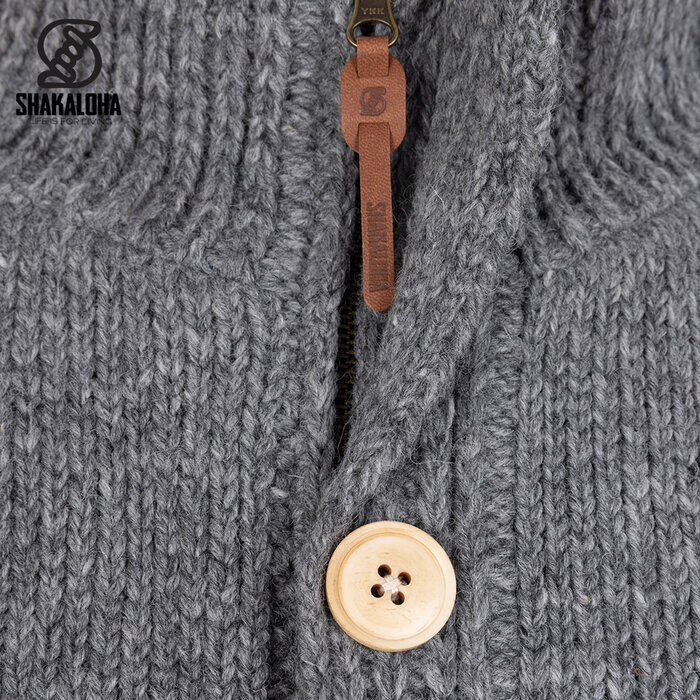 Shakaloha Chaleco de hombre de lana gris M Maruni con cremallera y botones