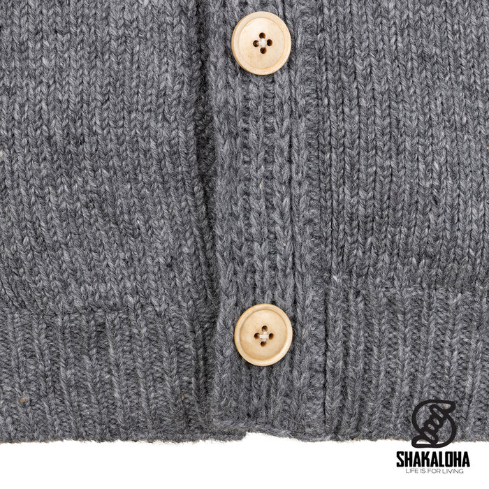 Shakaloha Cardigan homme en laine gris M Maruni avec fermeture éclair et boutons