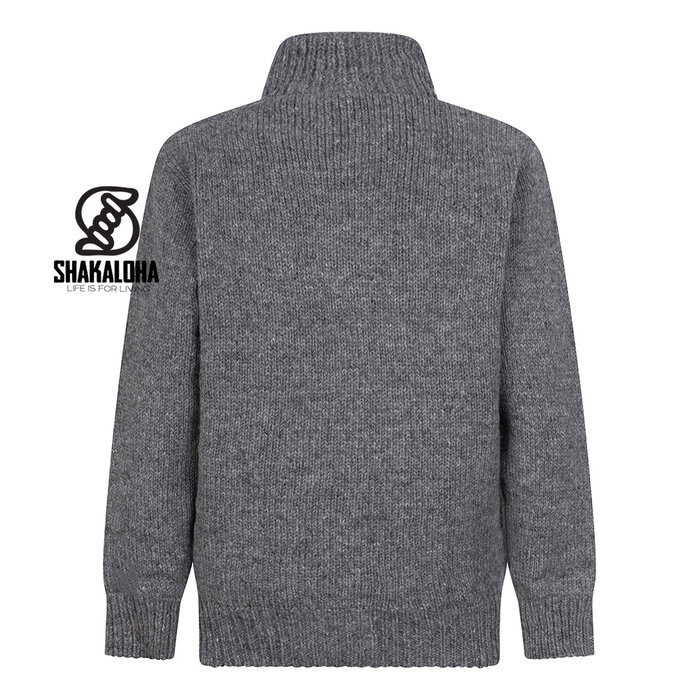 Shakaloha Chaleco de hombre de lana gris M Maruni con cremallera y botones